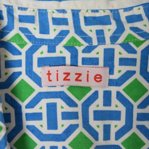 TIZZIE STRIPED COTTON BLUE BUTTON UP SHIRT - Picture 7 of 7